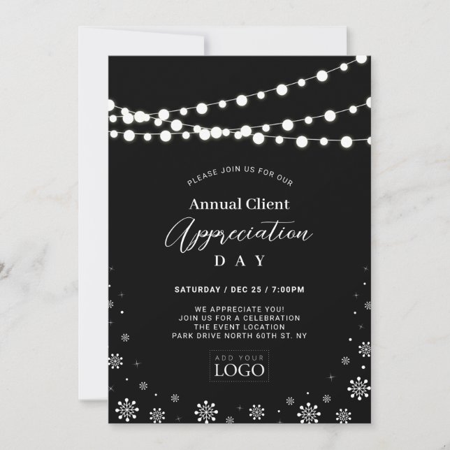 Invitation Noir & Blanc | Logo de la partie d'appréciation du (Devant)