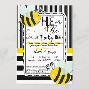 Invitation Noir Blanc Lui ou Elle BEE Réception de Révélation