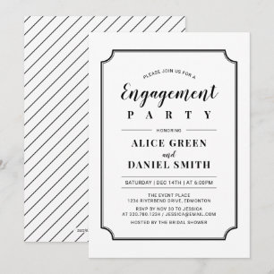 Invitation Noir & Blanc   Mariage Classique Fiançailles
