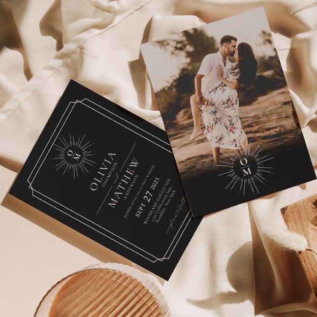 Invitation Noir Blanc Mid Century les années 70 Monogramme Ph (Créateur téléchargé)