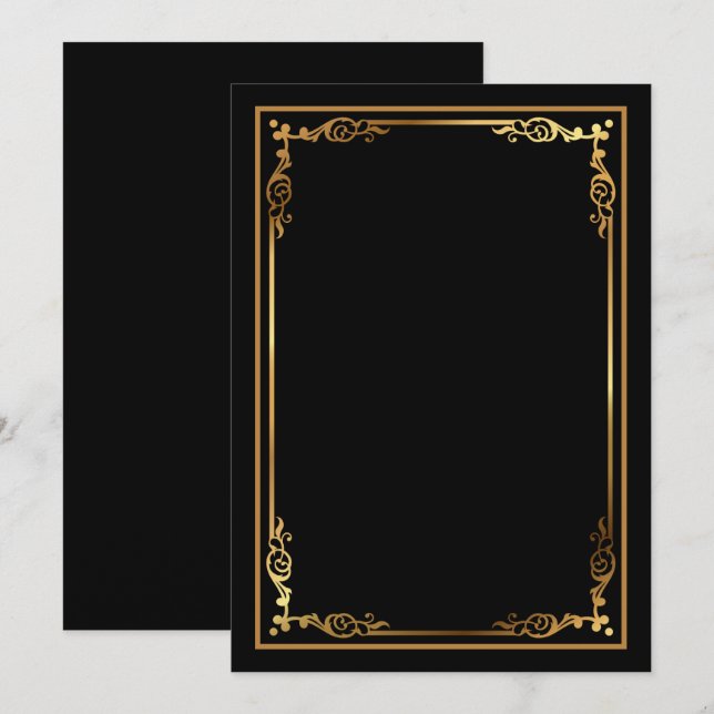 Invitation noir blanc moderne avec bordure encadré (Devant / Derrière)