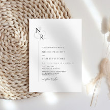 Noir & Blanc Moderne Élégant Mariage Monogramme