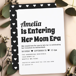 Invitation Noir Blanc Moderne Maman Ère Baby shower minimalis