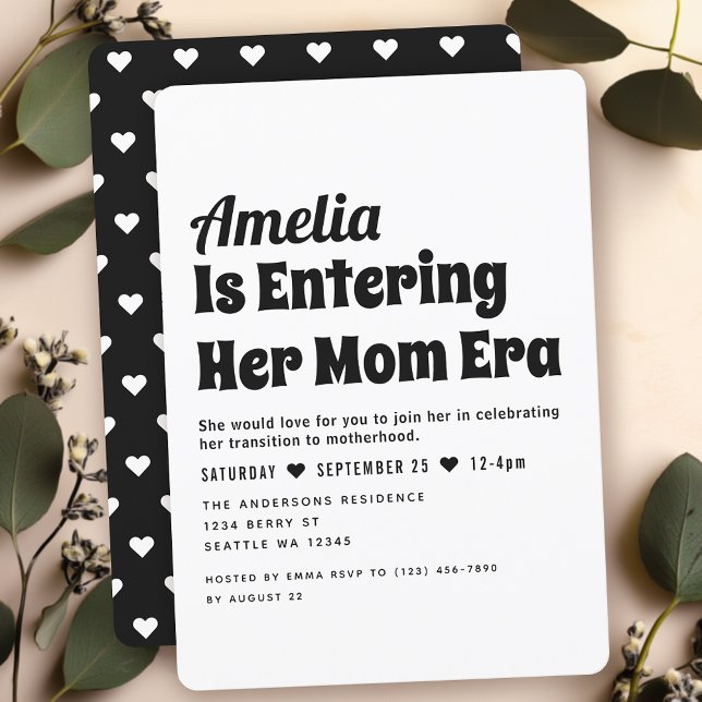 Invitation Noir Blanc Moderne Maman Ère Baby shower minimalis (Créateur téléchargé)