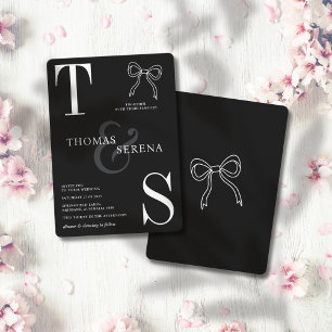 Invitation Noir & Blanc Monochrome Bold Chic Moderne Bow