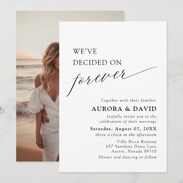 Invitation Noir & Blanc Nous avons décidé de Mariage pour tou (Devant / Derrière)