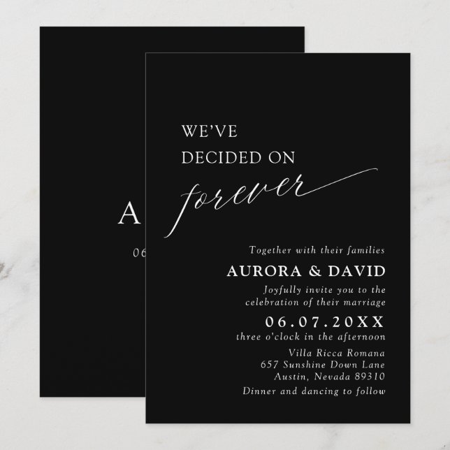 Invitation Noir & Blanc Nous avons décidé de Mariage pour tou (Devant / Derrière)