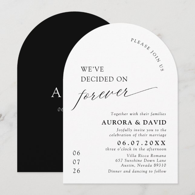 Invitation Noir & Blanc Nous avons décidé de Mariage pour tou (Devant / Derrière)