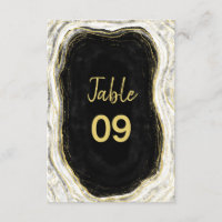 Noir Blanc & Or Géode Mariage Numéros de tableau