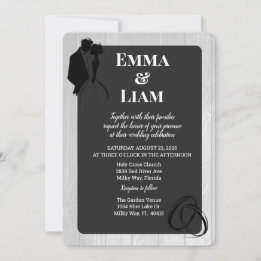 Invitation Noir blanc Rustique Multi-Couleur Mariage