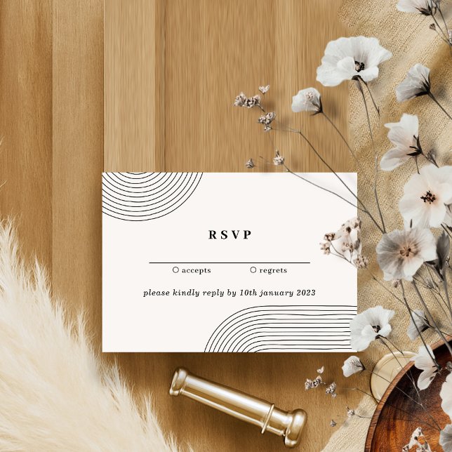 Invitation Noir Blanc Simple Line Art Répondre gentiment Mari (Créateur téléchargé)