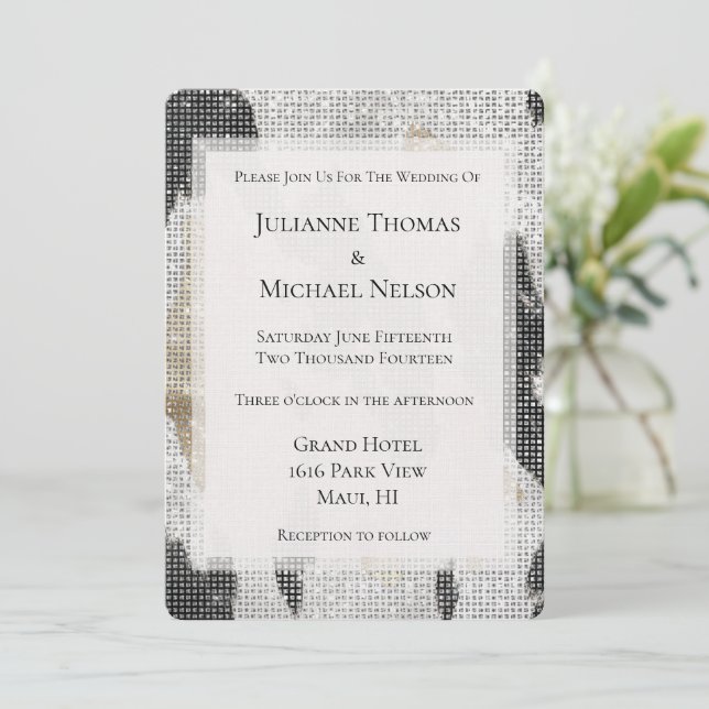 Invitation Noir Blanc Vachette d'or Mariage d'étincelle (Debout devant)