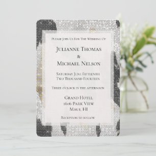Invitation Noir Blanc Vachette d'or Mariage d'étincelle