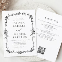 Noir blanc victorien français QR Code Mariage
