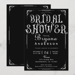 Invitation Noir & Blanc Vieux Type Vintage Fête des mariées I