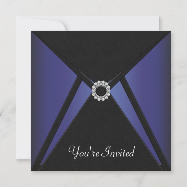 Invitation Noir Bleu Diamant Toute Occasion (Devant)