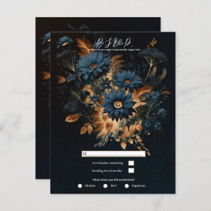 Invitation Noir bleu marine Noir Rustique Glam Boho Mariage R