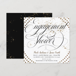 Invitation Noir Bronze Moderne Chic Fête de Fiançailles