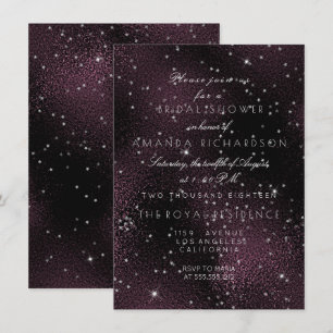 Invitation Noir Burgundy Silver Stars Bridal Bachelorette