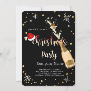 Invitation Noir, chapeau du Père Noël,Société de Noël au Cham
