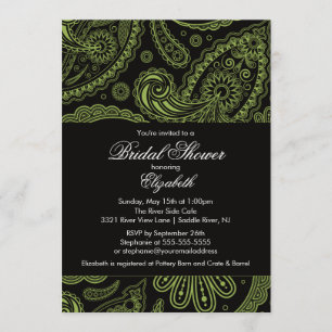 Invitation Noir Chartreuse d'invitation de Fête de la mariée