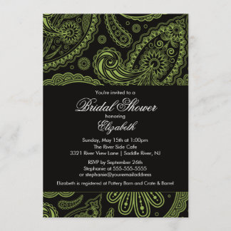 Invitation Noir Chartreuse d'invitation de Fête de la mariée