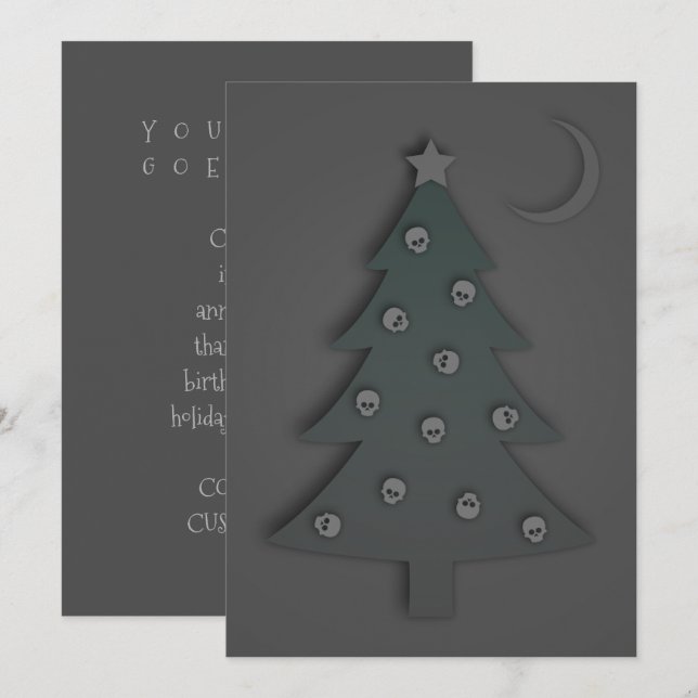 Invitation Noir d'arbre de Noël (Devant / Derrière)