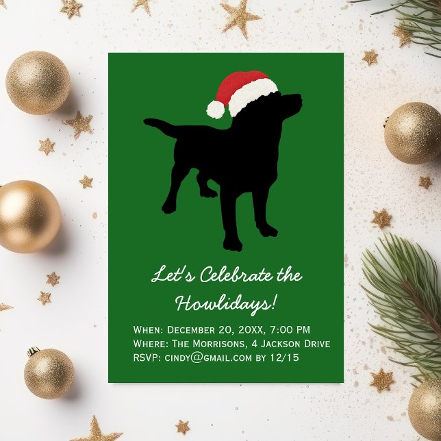 Invitation Noir de Noël Chien du Laboratoire portant le Casqu (Créateur téléchargé)