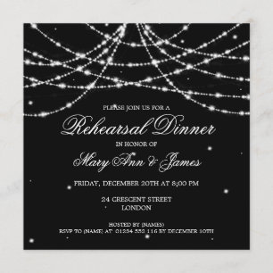 Invitation Noir de scintillement de ficelle de dîner élégant