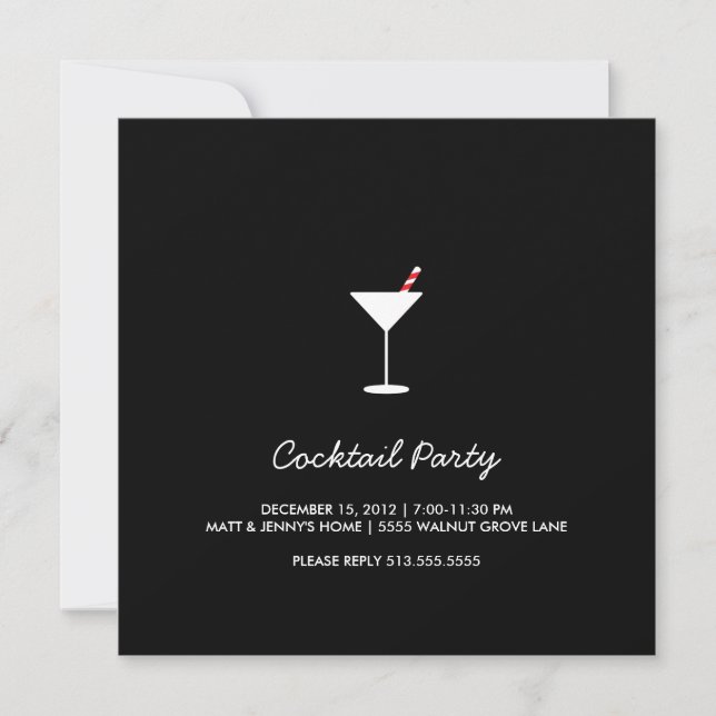 Invitation Noir d'invitation de cocktail de cocktail de (Devant)