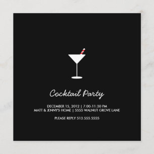 Invitation Noir d'invitation de cocktail de cocktail de