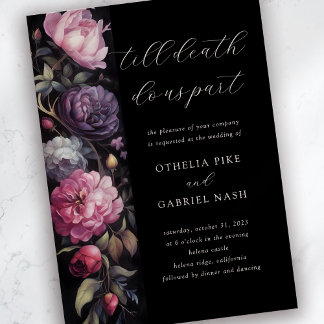 Invitation Noir Dramatique Moody Floral Mariage gothique