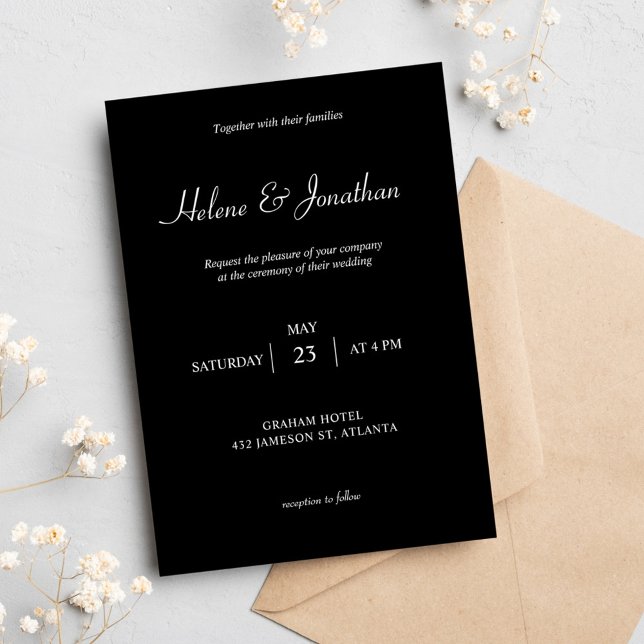 Invitation Noir Élégant Minimal Moderne Simple Mariage foncé (Créateur téléchargé)