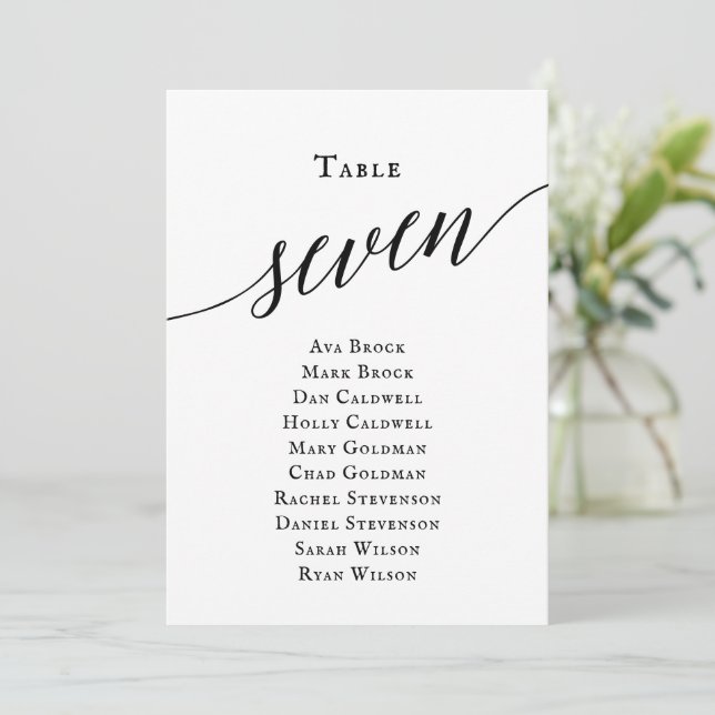 Invitation Noir élégant Script Tableau Numéro 7 Tableau de si (Debout devant)