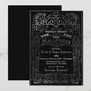 Invitation Noir et argent Décoration victorienne vintage Hall