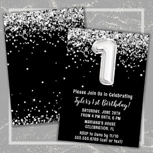 Invitation Noir et blanc 1er anniversaire