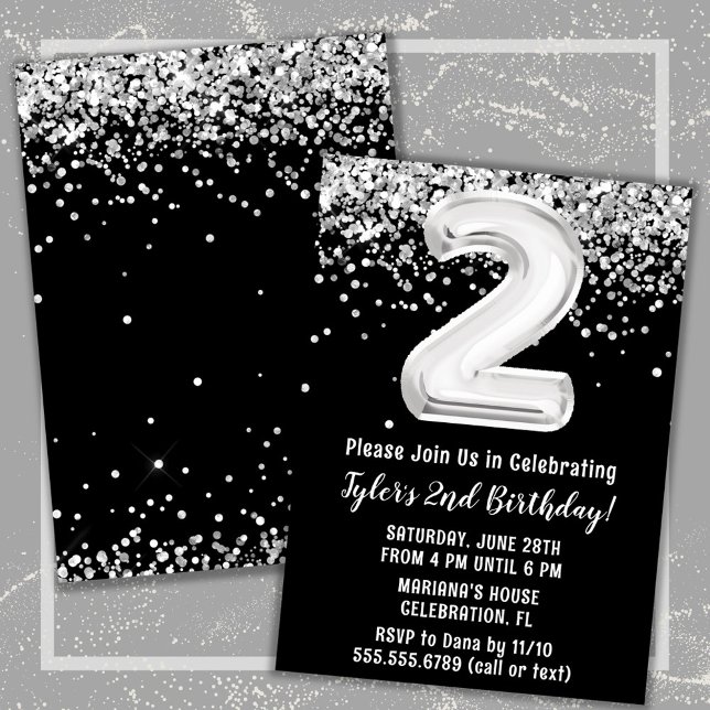Invitation Noir et blanc 2ème anniversaire (Créateur téléchargé)