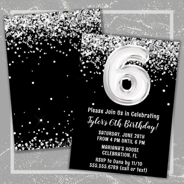 Invitation Noir et blanc 6ème anniversaire (Créateur téléchargé)