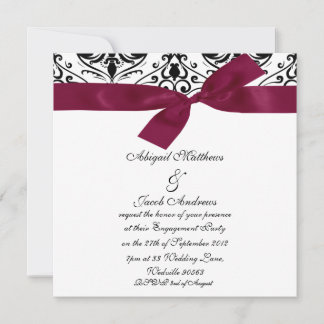 Invitation Noir Et Blanc De Damas Et De Ruban De Bourgogne