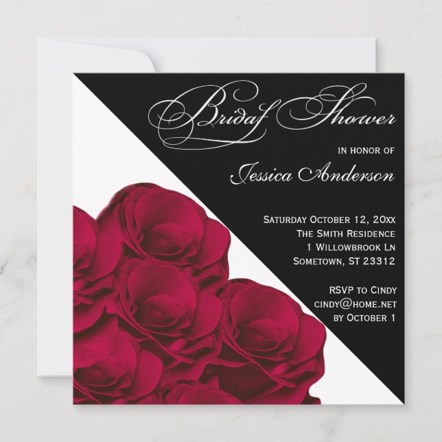 Invitation noir et blanc de Fête de la mariée de (Devant)
