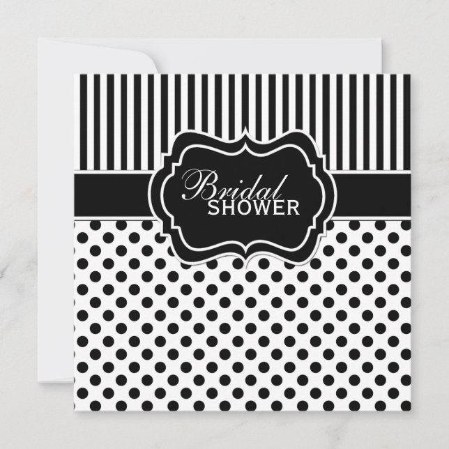 Invitation noir et blanc de Fête de la mariée de (Devant)