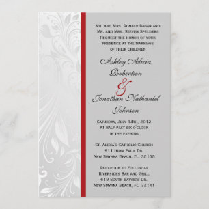 Invitation noir et blanc de mariage damassé