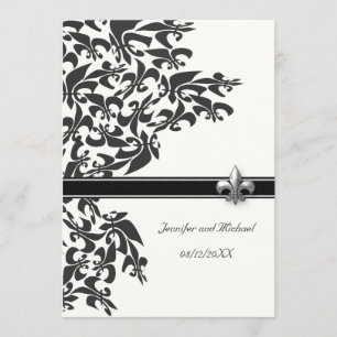 Invitation noir et blanc de mariage de Fleur de