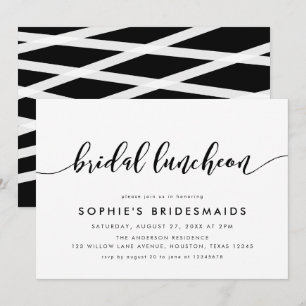 Invitation Noir et blanc détendez le déjeuner nuptiale de