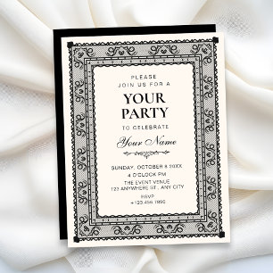 Invitation Noir et blanc élégant