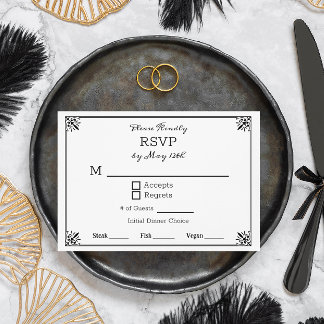 Invitation Noir et Blanc mariage d'Anime RSVP