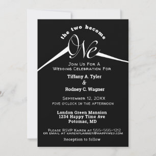 Invitation Noir et blanc minimaliste L'unique Mariage