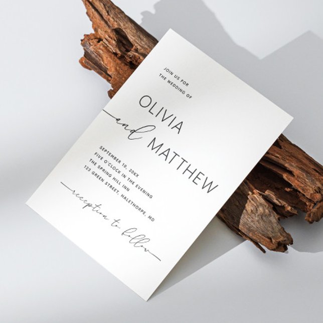 Invitation Noir et blanc minimaliste mariage détails du code  (Créateur téléchargé)