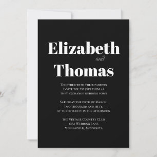 Invitation Noir et blanc minimaliste moderne Simple Bold