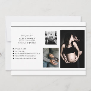Invitation Noir et blanc minimum Ajouter votre Baby shower de